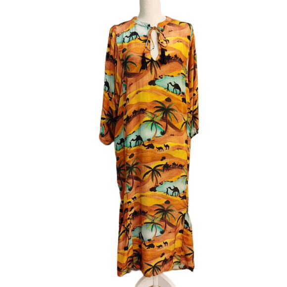 Anthropologie Chufy Oasis Desert Camel Oversized Boho Maxi Dress $550 Large - Picture 2 of 12